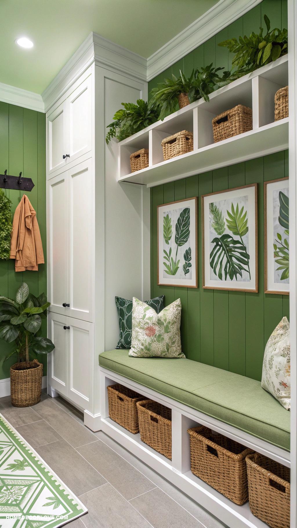 green mudroom ideas Add a green color palette to walls