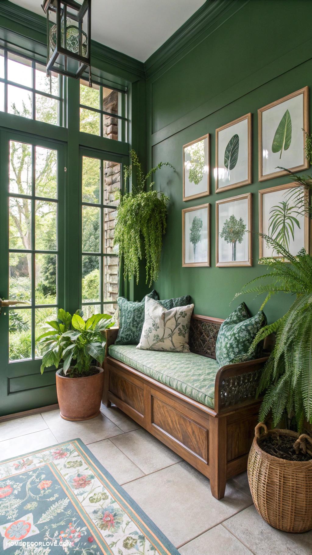 green mudroom ideas Incorporate indoor plants for freshness