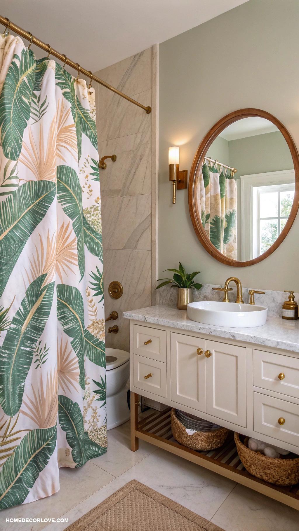 guest bathroom ideas Consider a unique shower curtain design