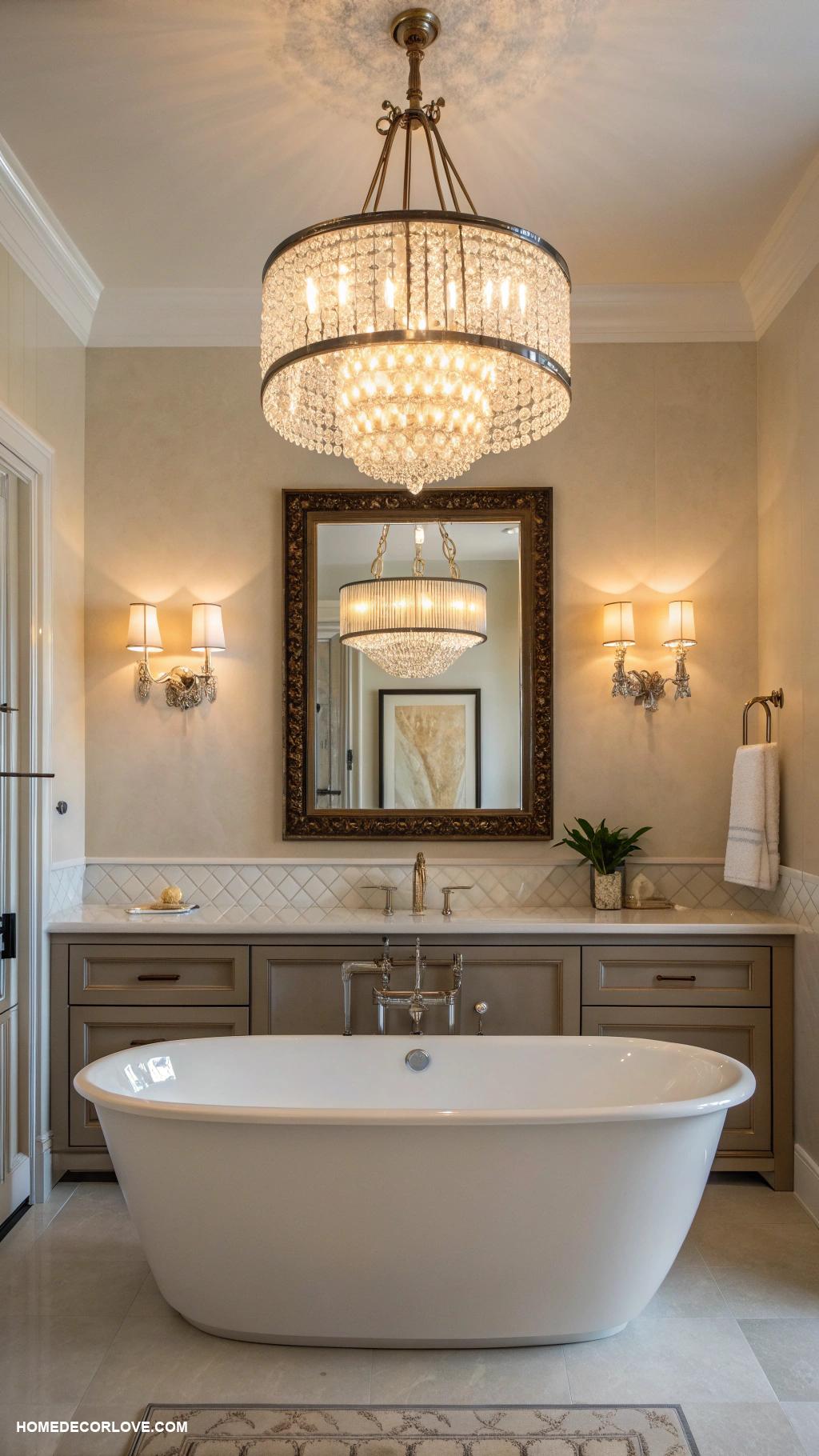 guest bathroom ideas Use layered lighting for ambiance