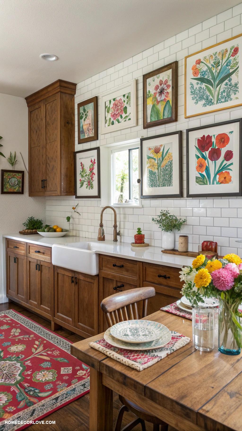 kitchen decorating ideas Hang artwork for personality