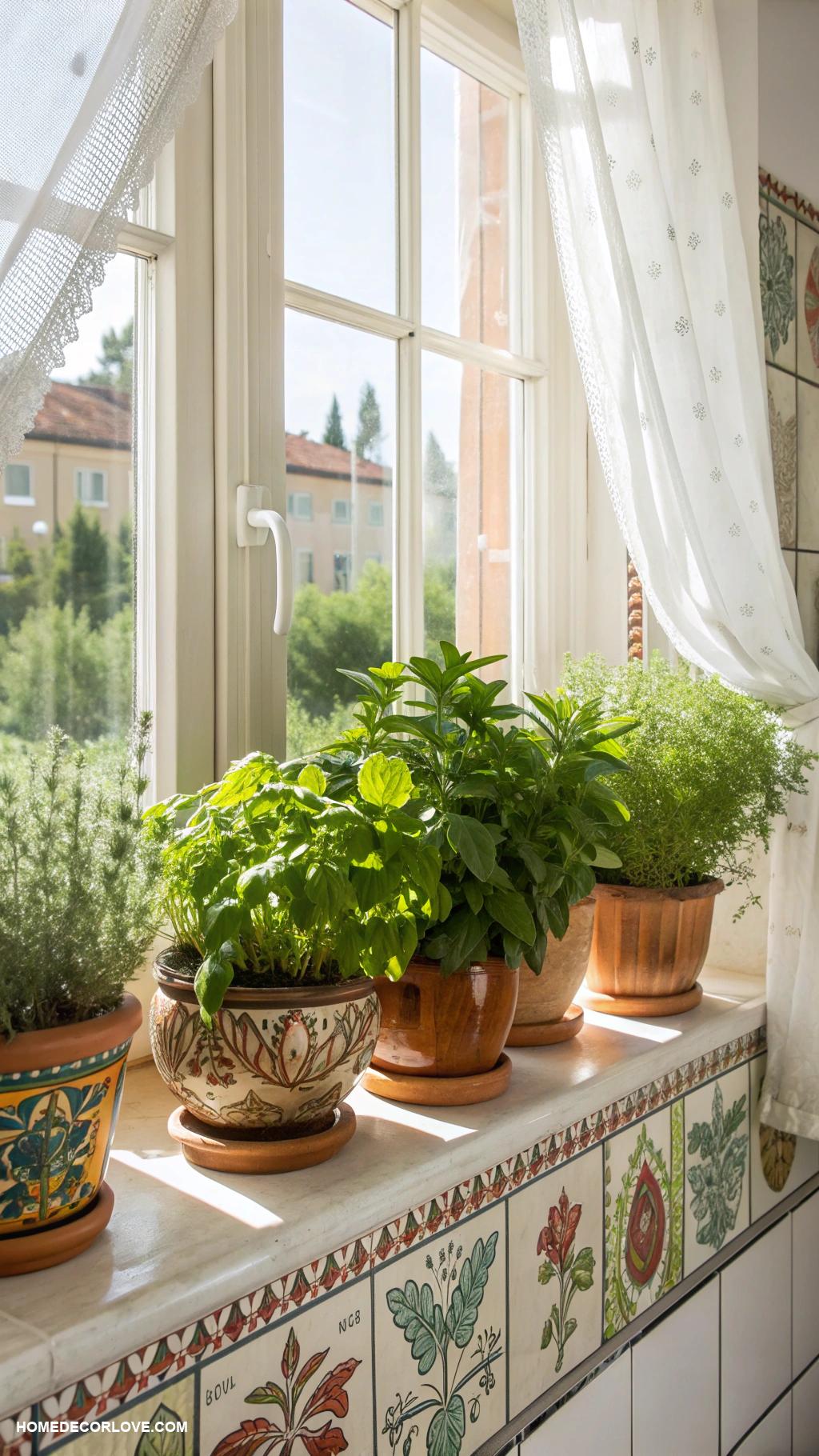 kitchen decorating ideas Style with herb planters on windowsill