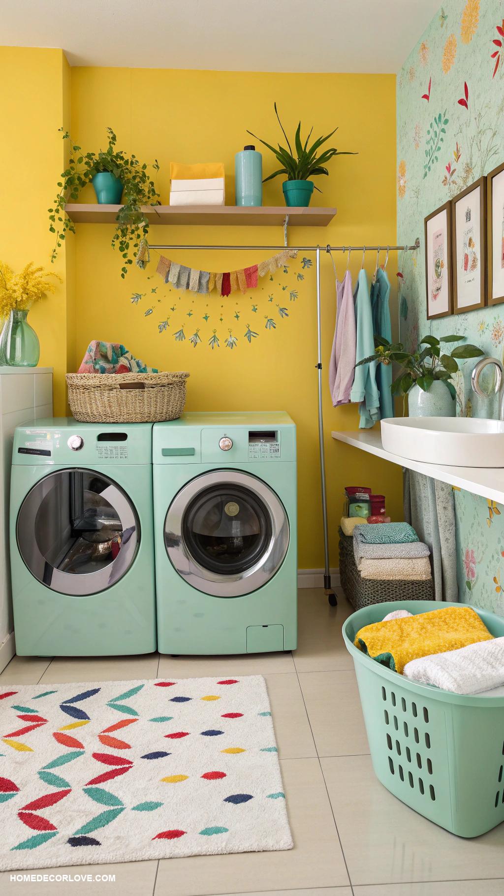 laundry room ideas Use bright colors for a cheerful atmosphere