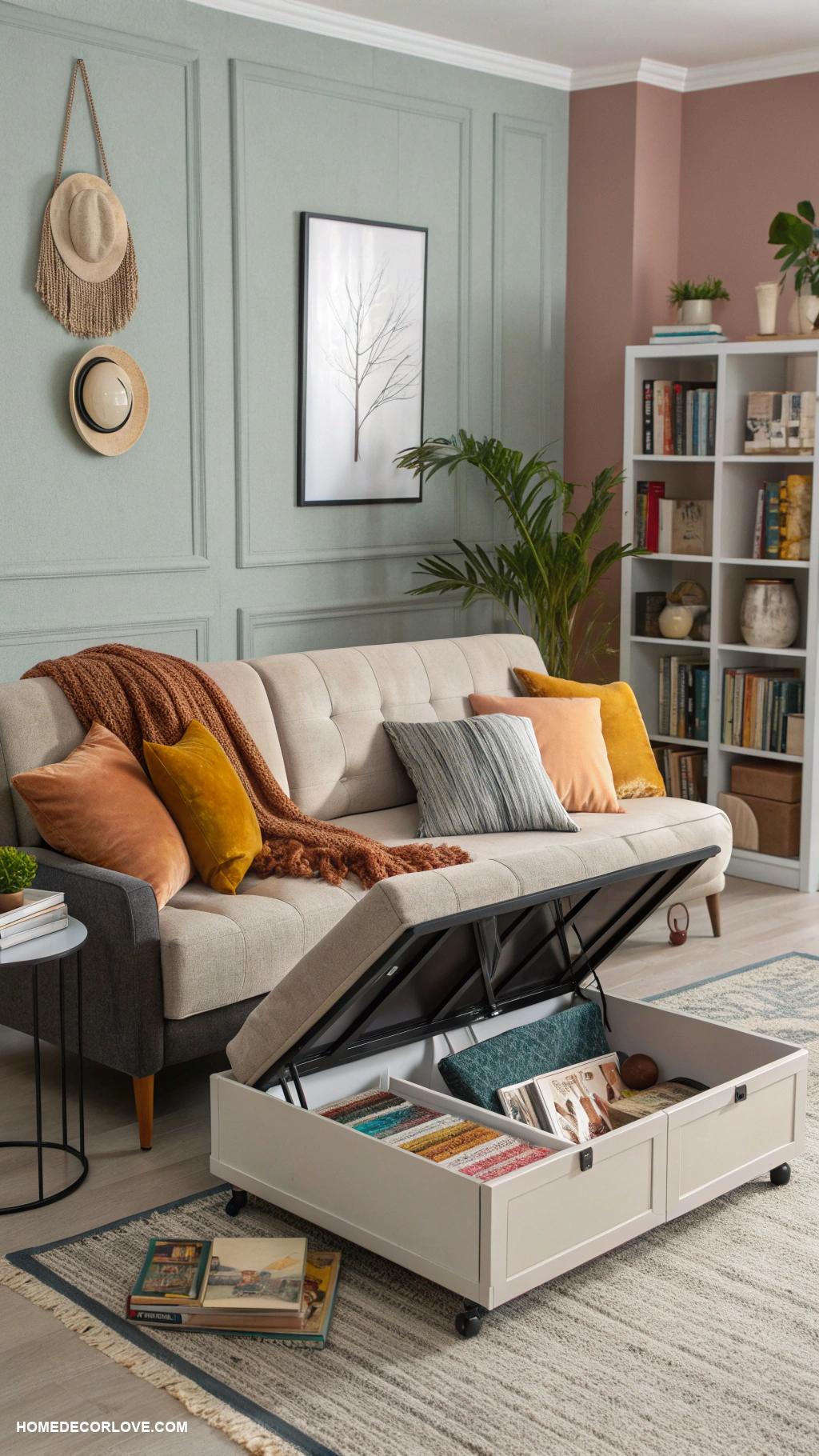 living room decor ideas Choose multifunctional furniture pieces