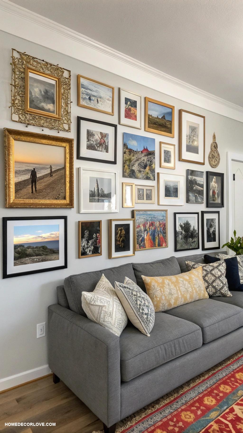 living room decor ideas Create a gallery wall with photos