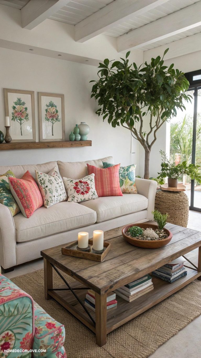 living room decor ideas Incorporate indoor plants for freshness