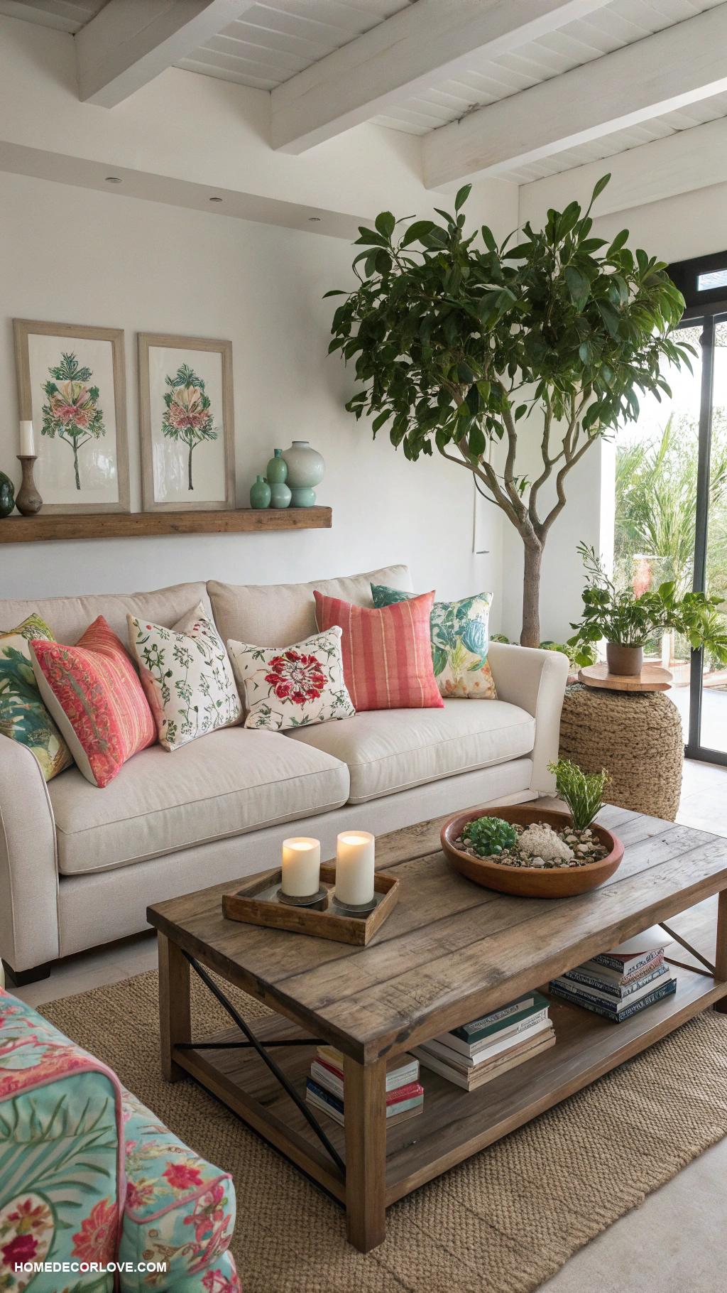 living room decor ideas Incorporate indoor plants for freshness
