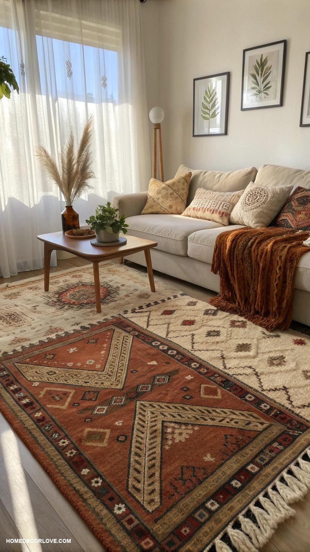 living room inspo Layered rugs for a warm aesthetic