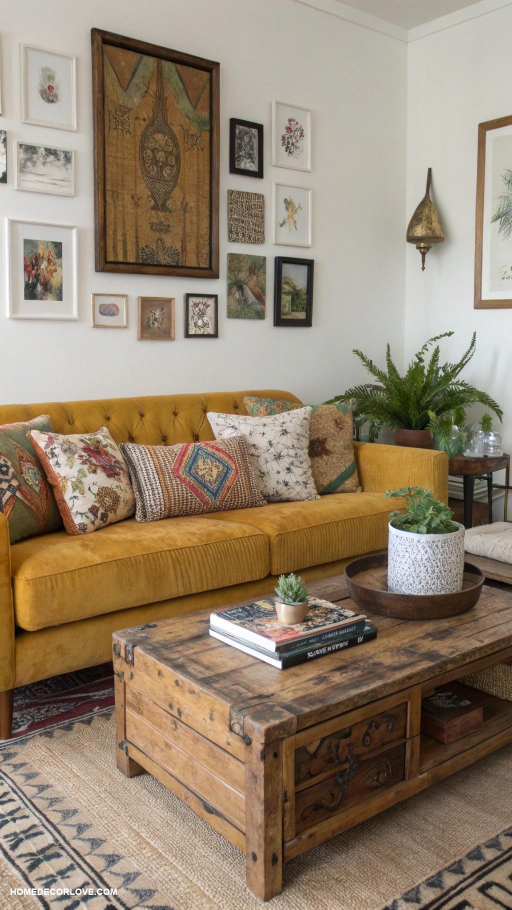 living room inspo Vintage elements for eclectic charm