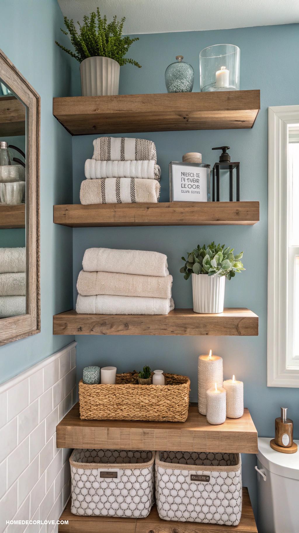 modern bathroom ideas Open shelving for functional decor