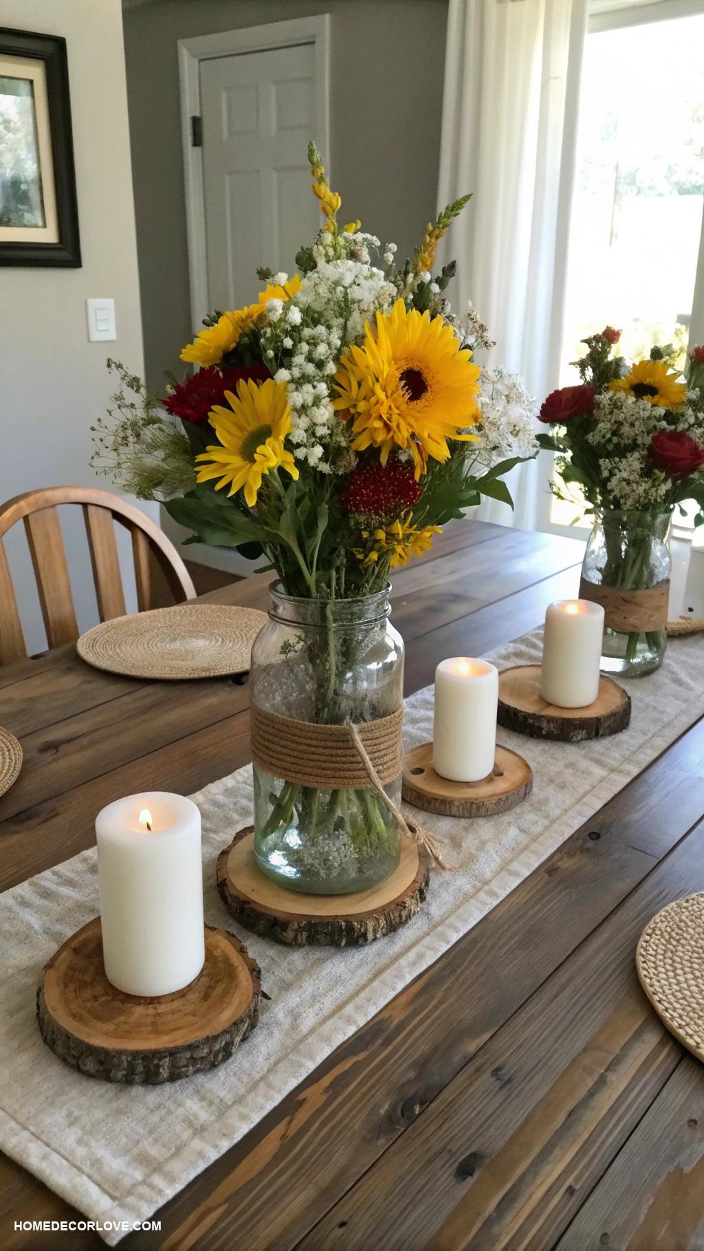 modern farmhouse decor ideas Mason jar centerpieces for country style