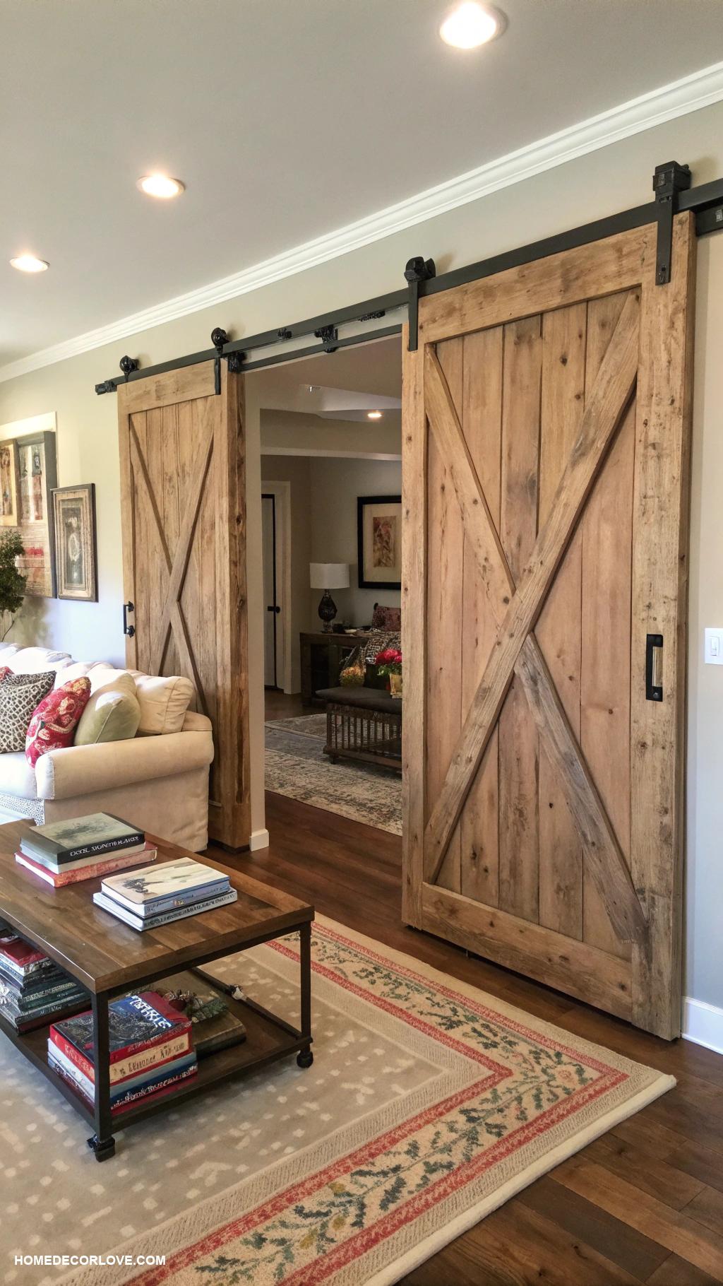 modern farmhouse decor ideas Rustic barn doors for elegant separation