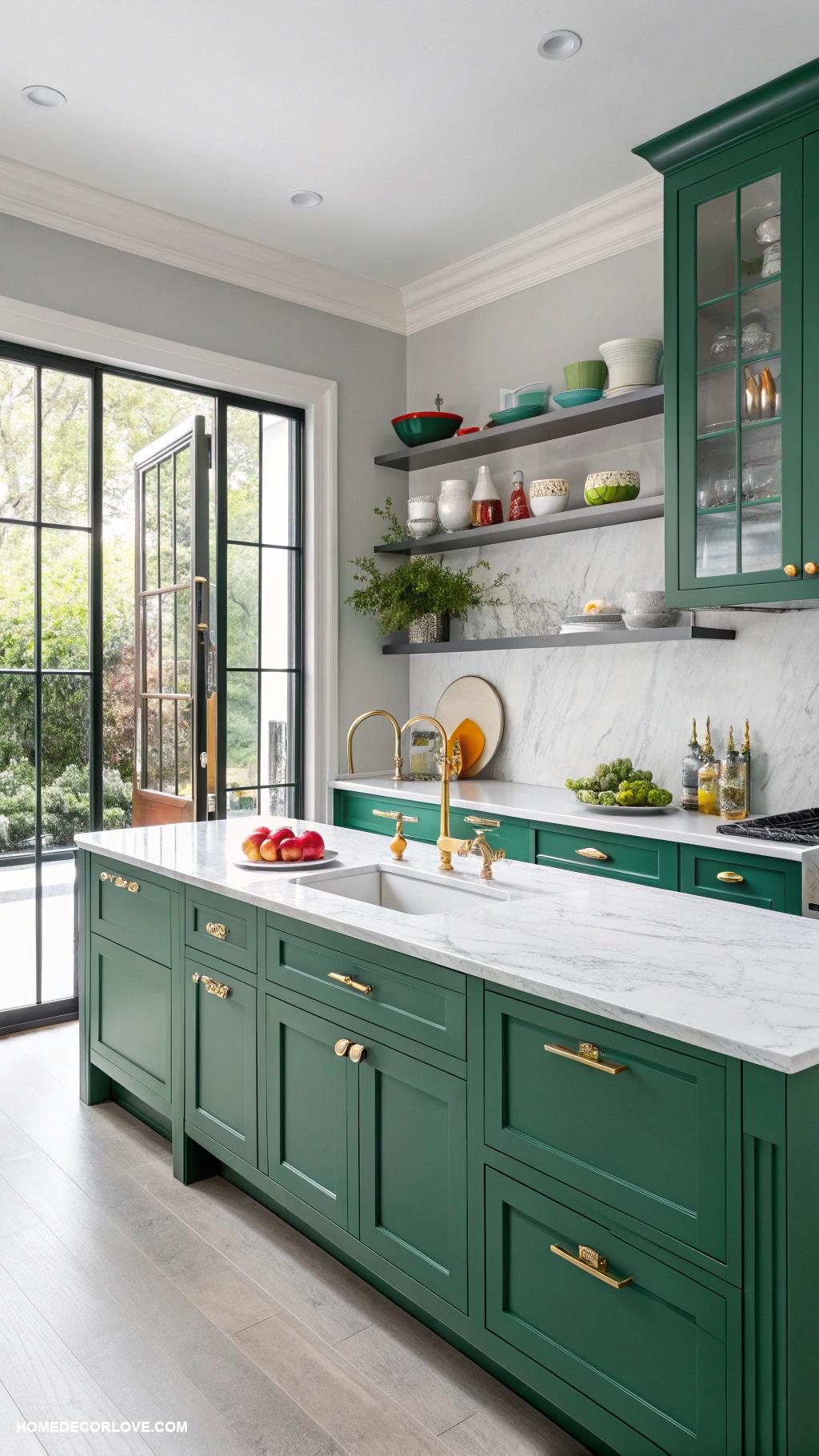 modern kitchen Bold color cabinets for a pop