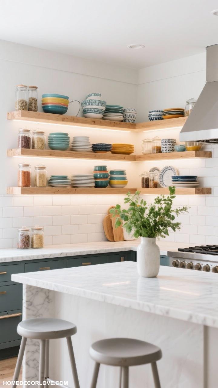 modern kitchen ideas Open shelving for easy access and display