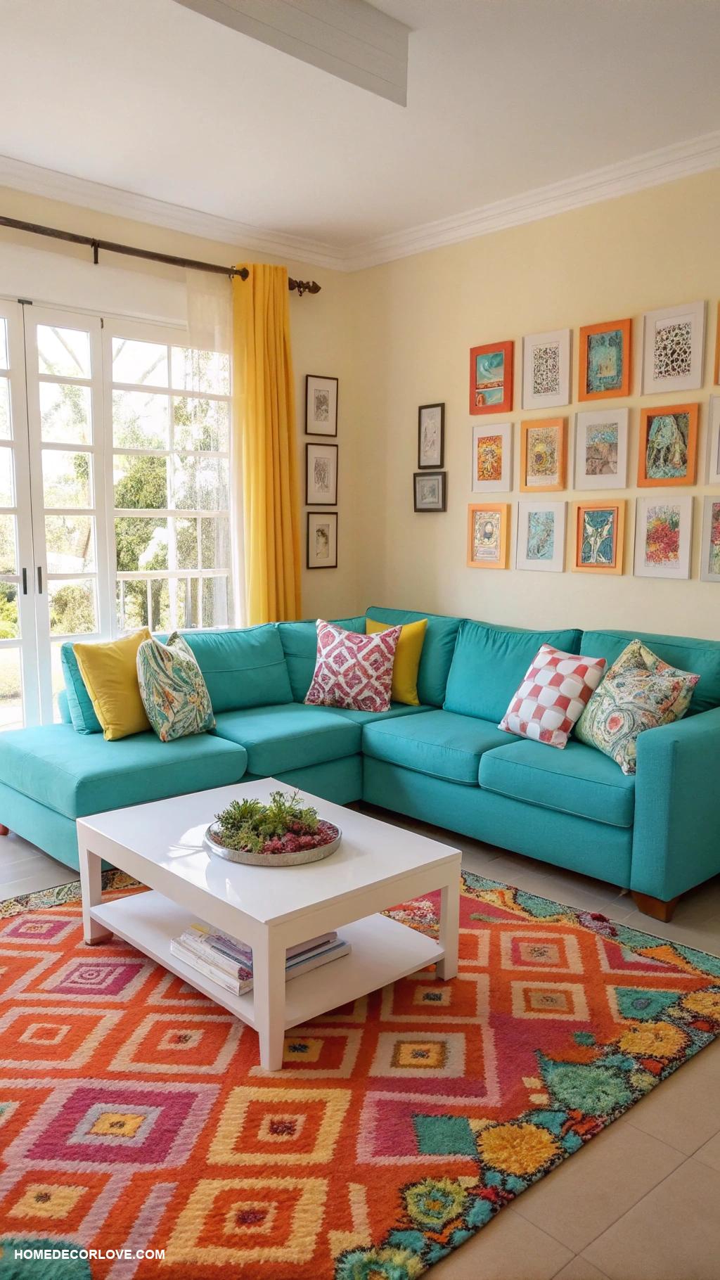 modern living room Bright colors to energize the space