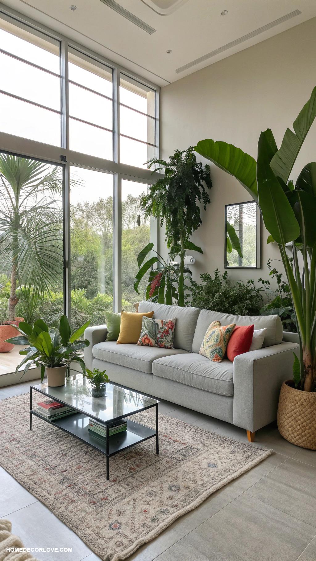 modern living room Indoor plants for natural freshness