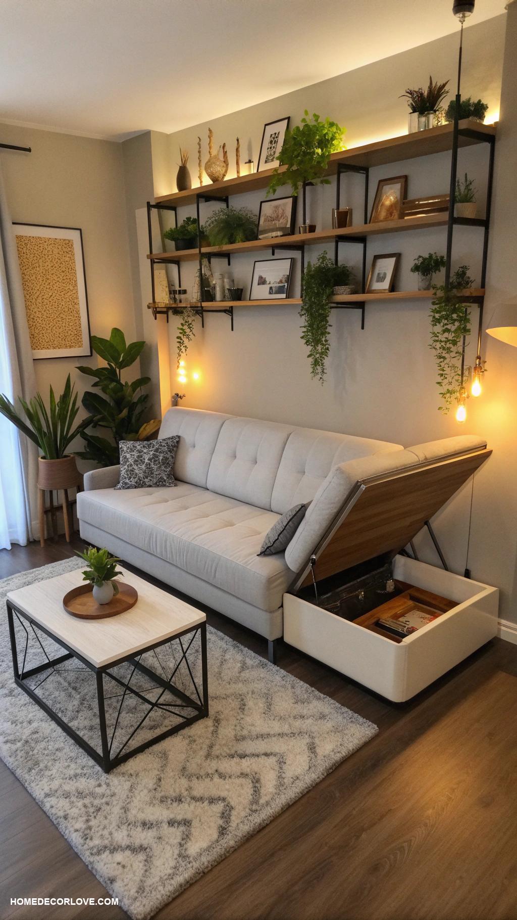 modern living room Multi functional furniture for small spaces