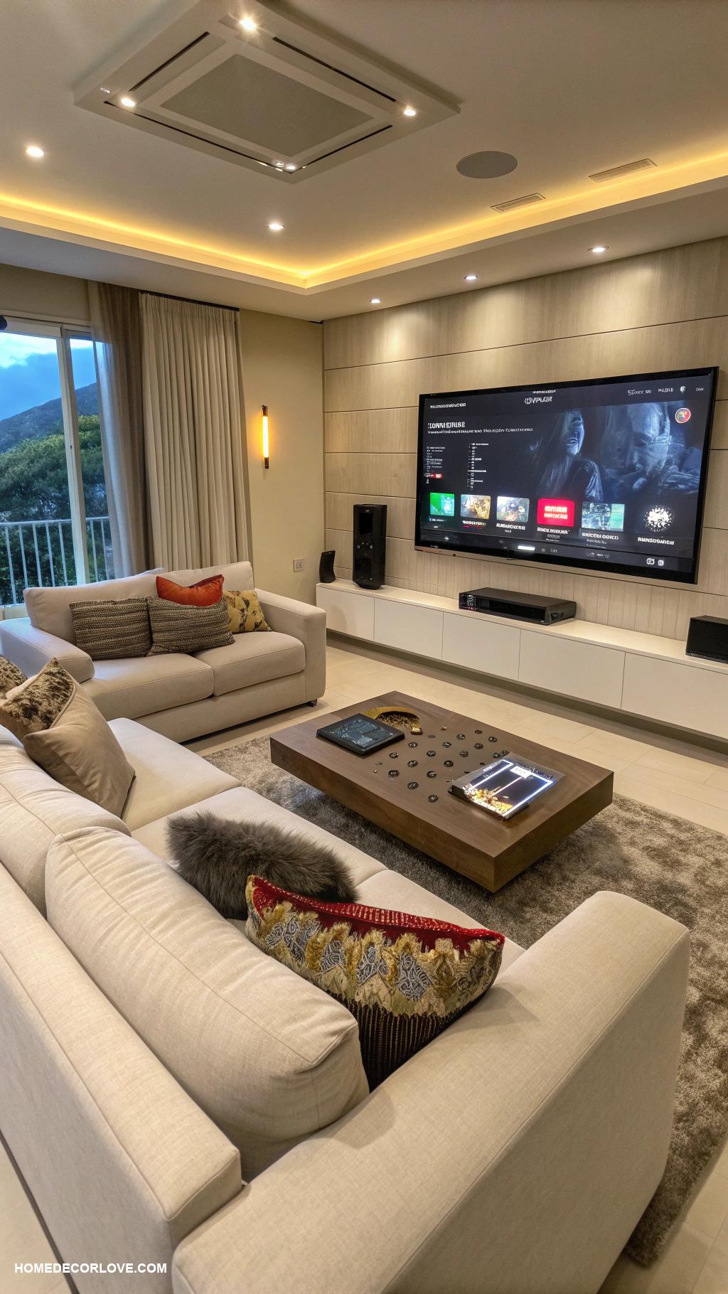 modern living room Smart technology for convenience and comfort