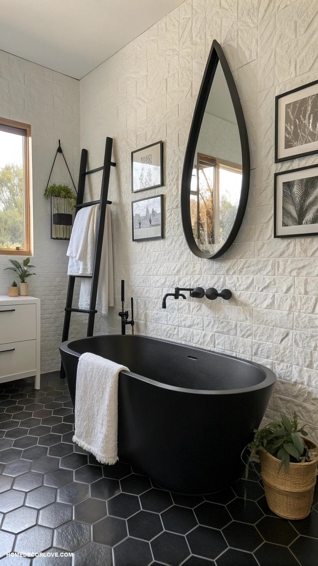 moody bathroom Black and white monochrome palette