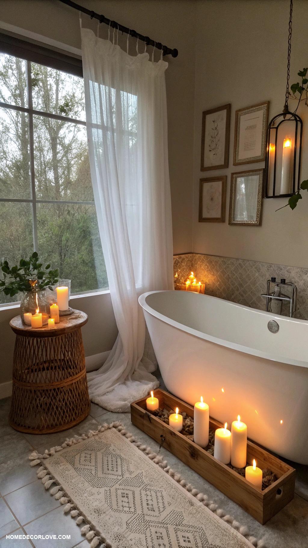moody bathroom Candles for a soft warm glow