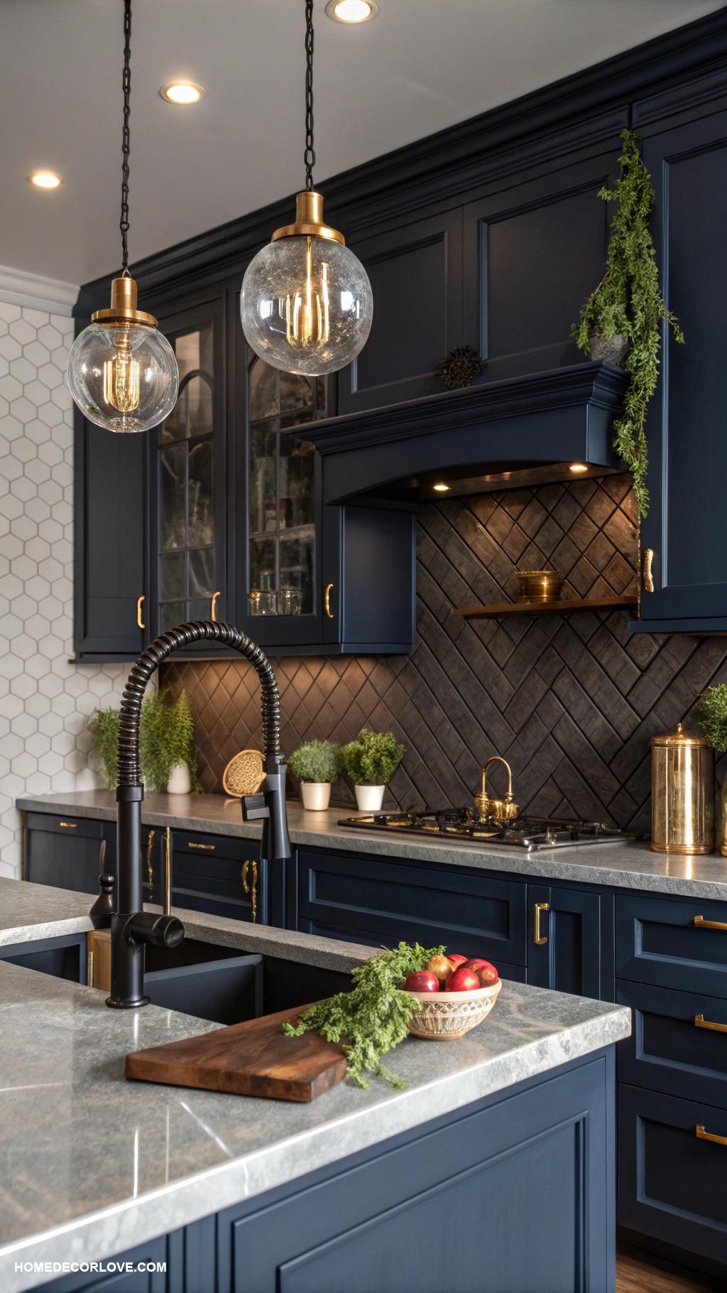 moody kitchen Statement black sink faucet