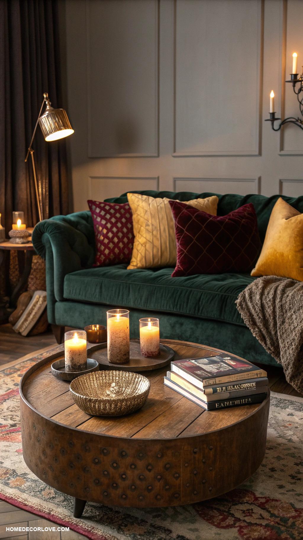 moody living room Overstuffed furniture for relaxation