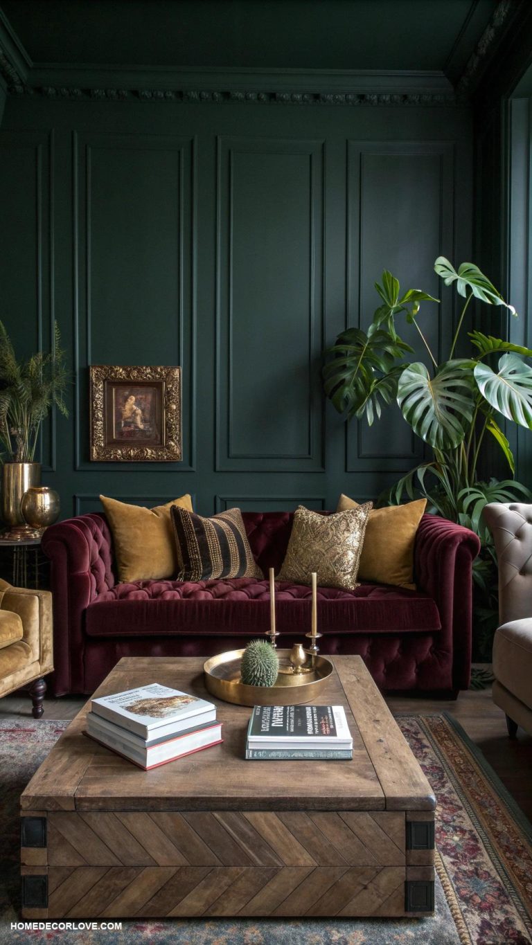 moody living room Statement plants for a touch of nature