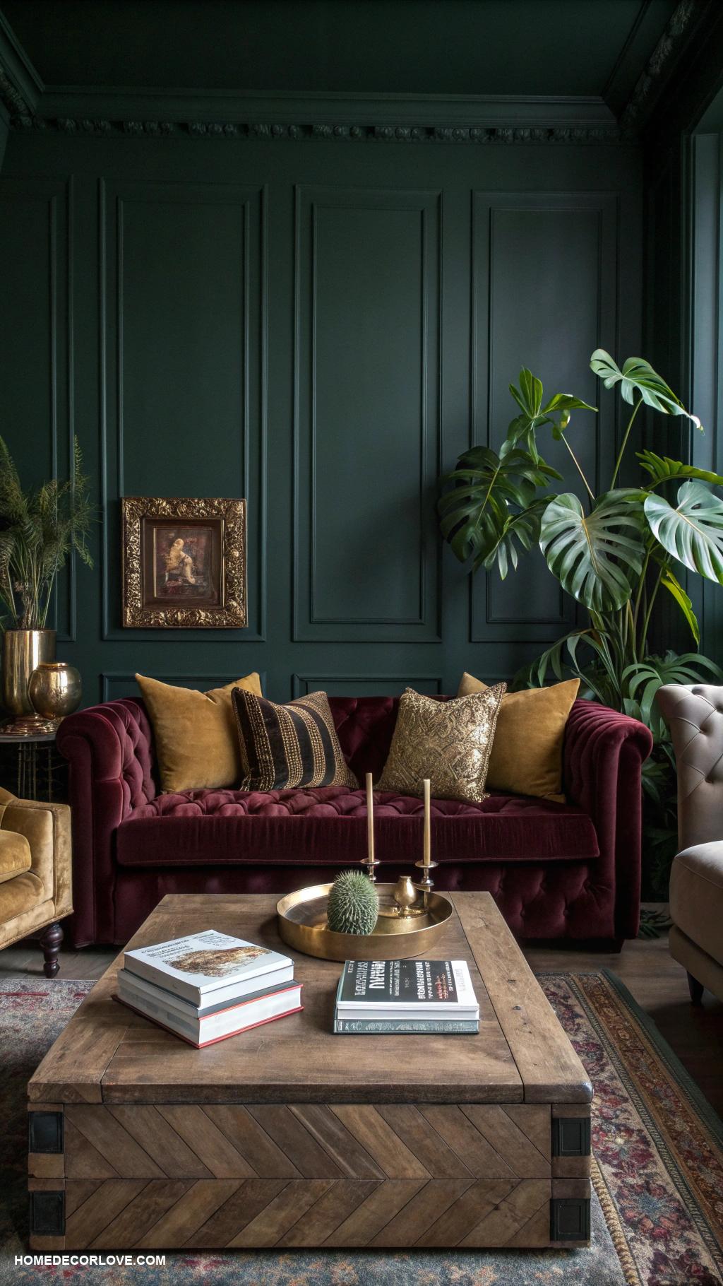 moody living room Statement plants for a touch of nature