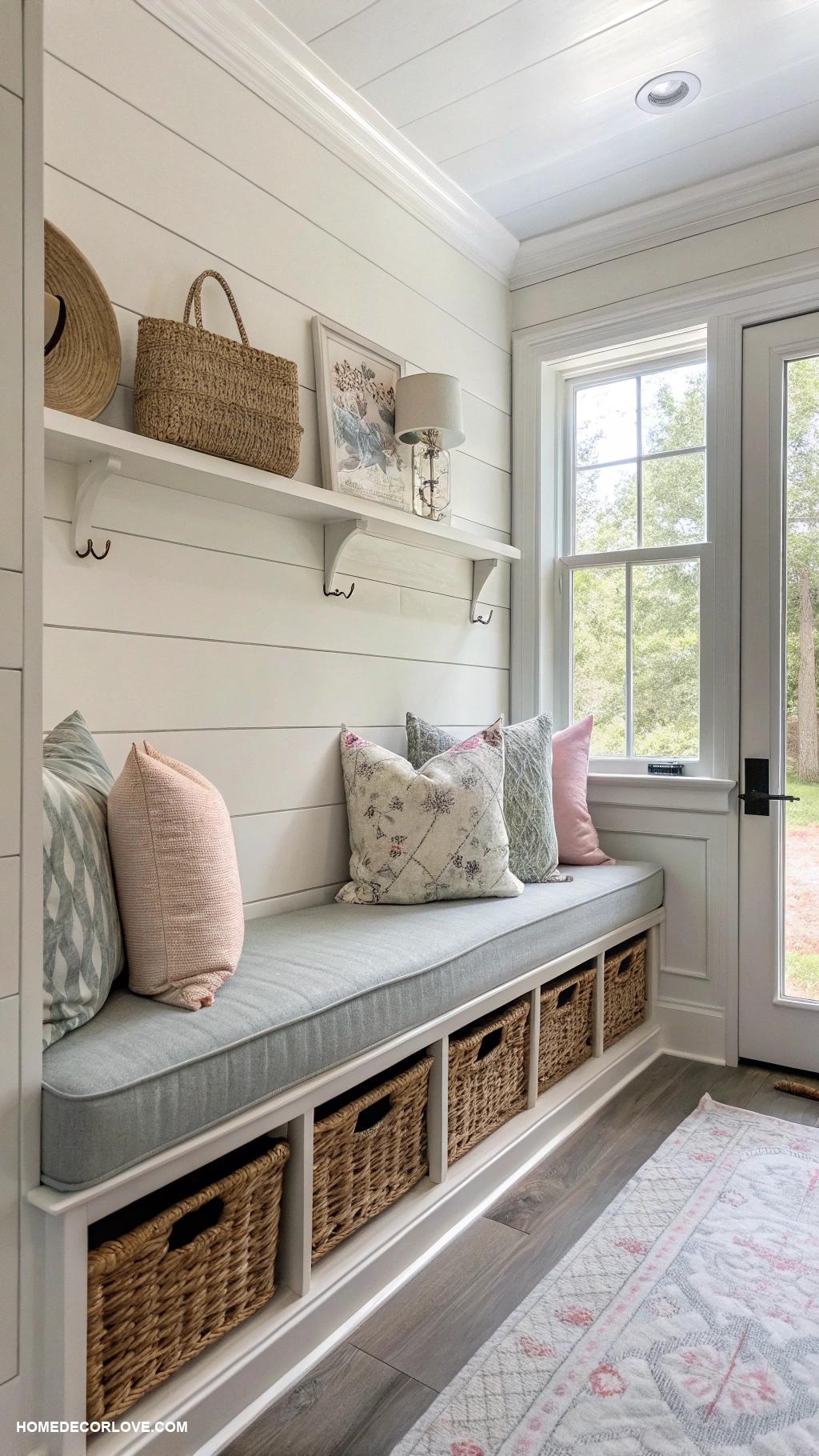 mudroom bench ideas Upholstered bench for comfort and style