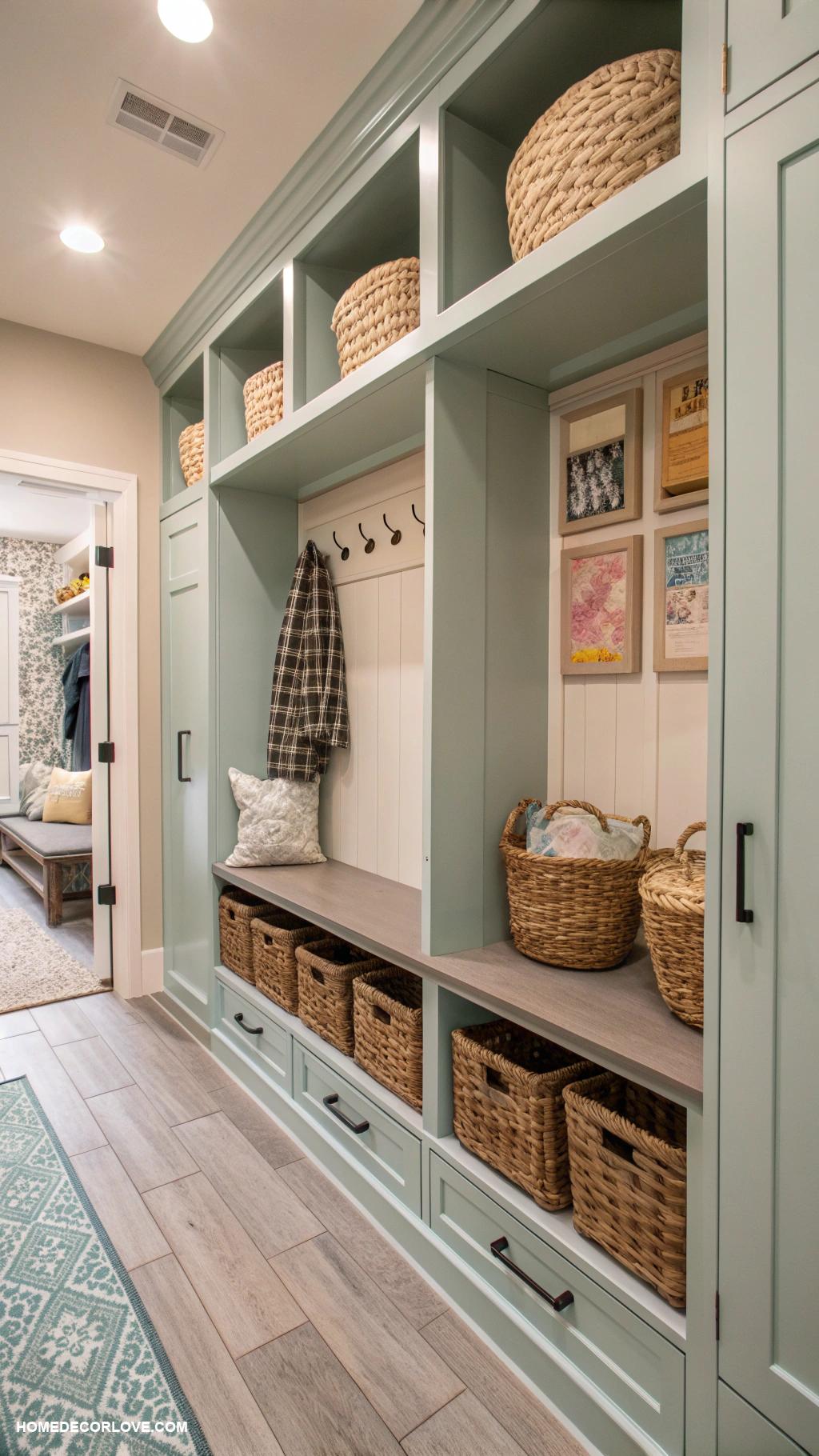 mudroom with lockers Decorative baskets for stylish organization