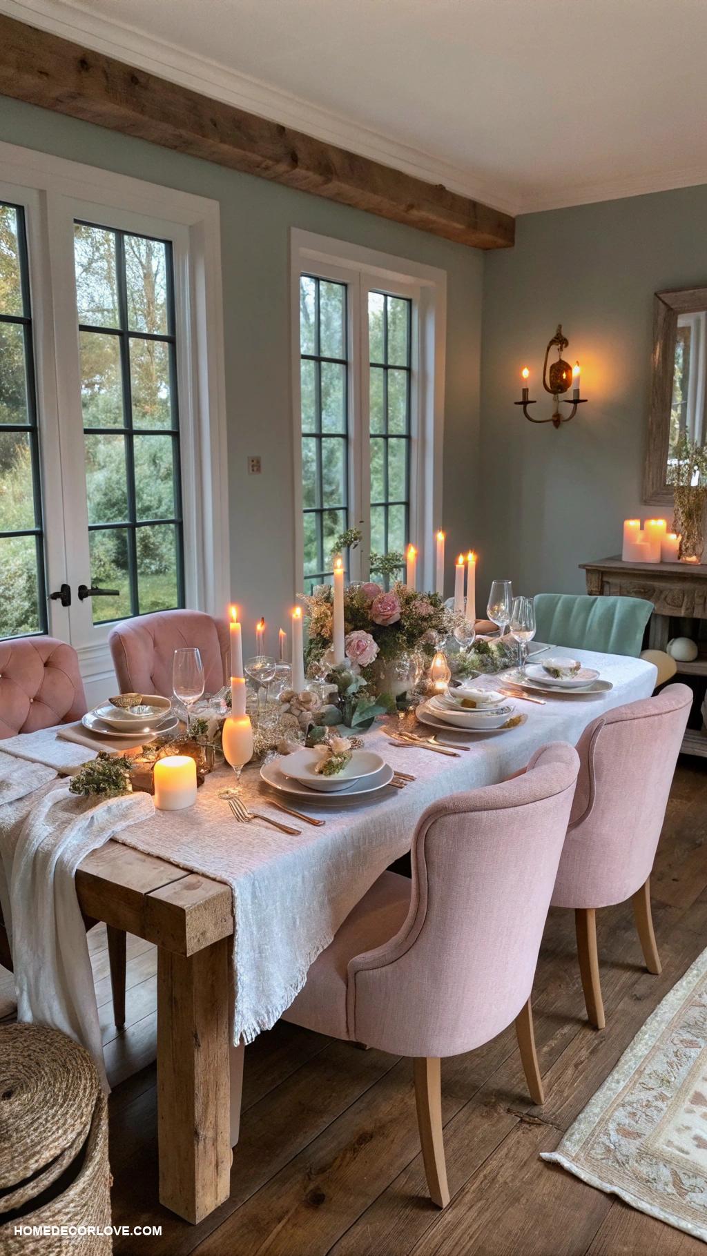 nancy meyers dining room Candles for intimate dining atmosphere