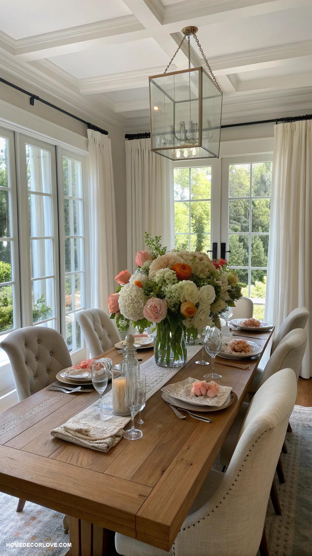 nancy meyers dining room Fresh flowers in elegant vase