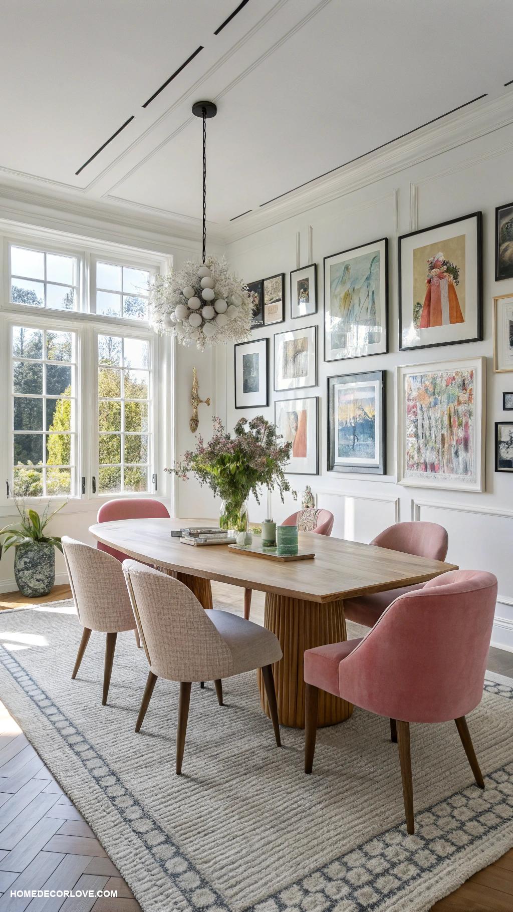 nancy meyers dining room Personal art pieces on walls