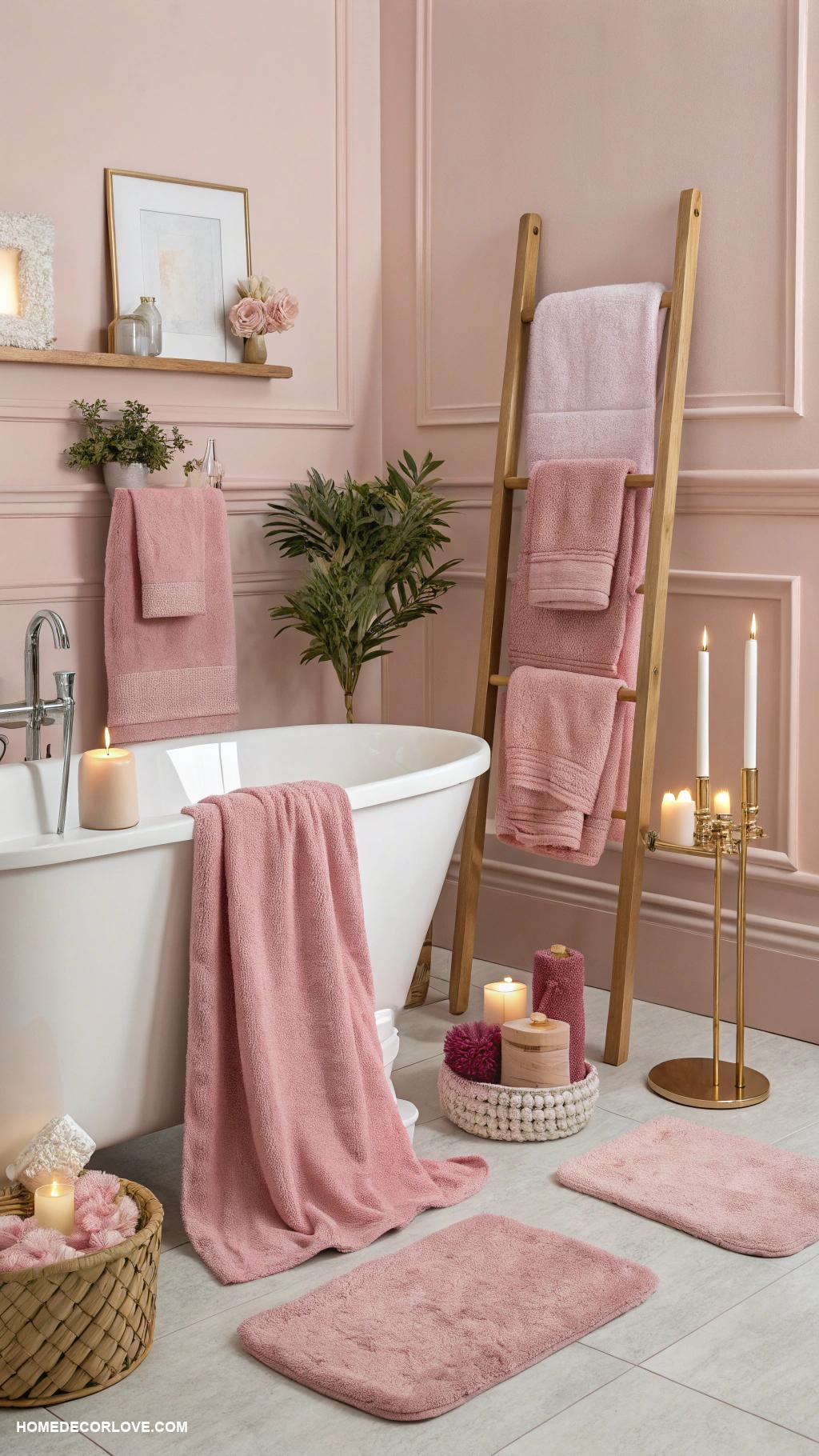 pink bathroom Pink towels for a cohesive color scheme
