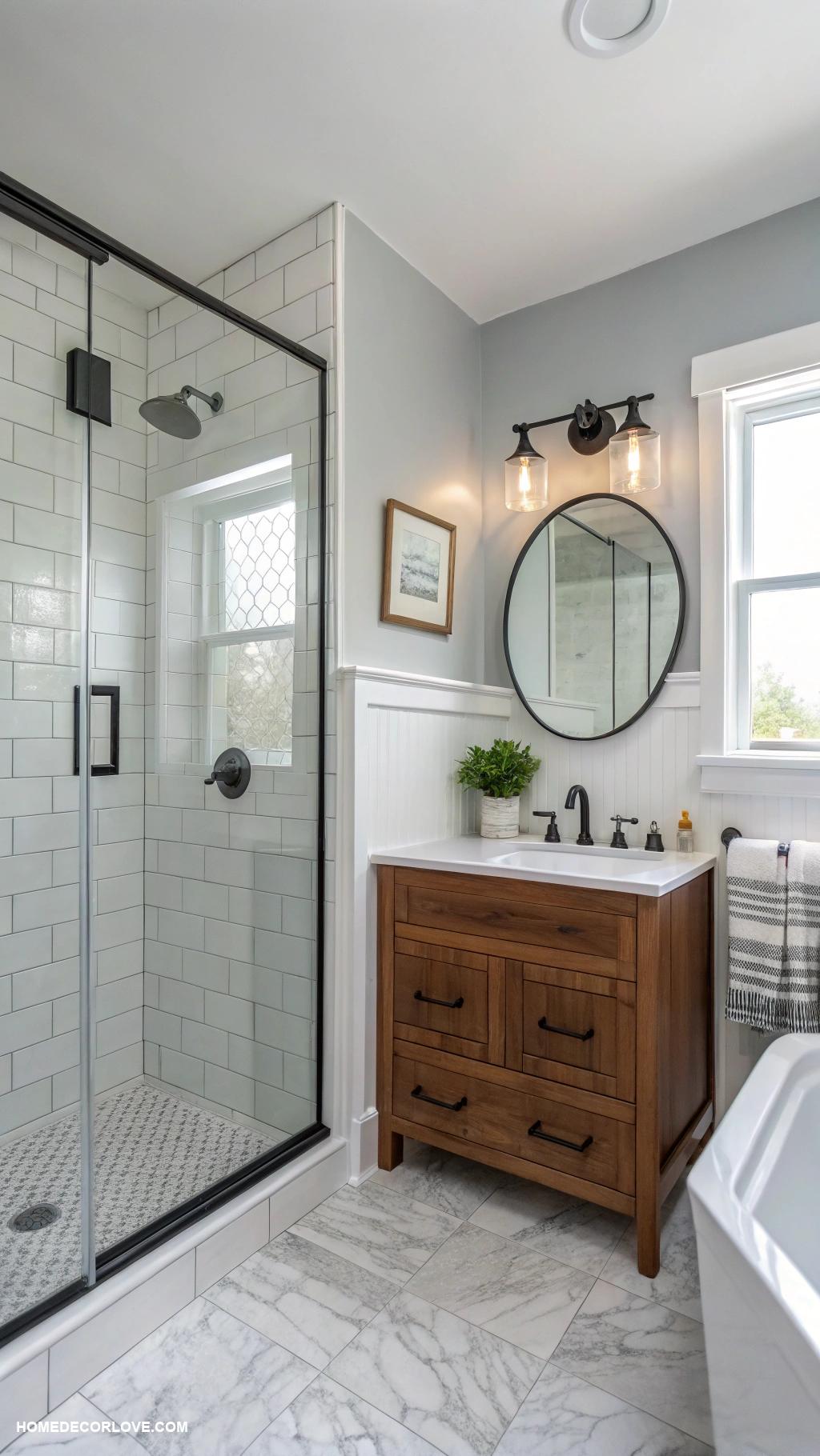 small bathroom ideas Install a glass shower door for openness