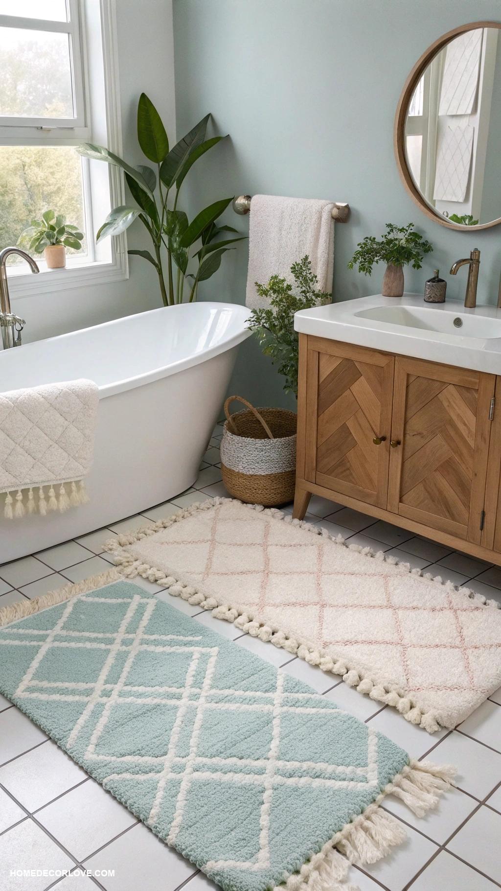 small bathroom ideas Use rugs and mats for added comfort