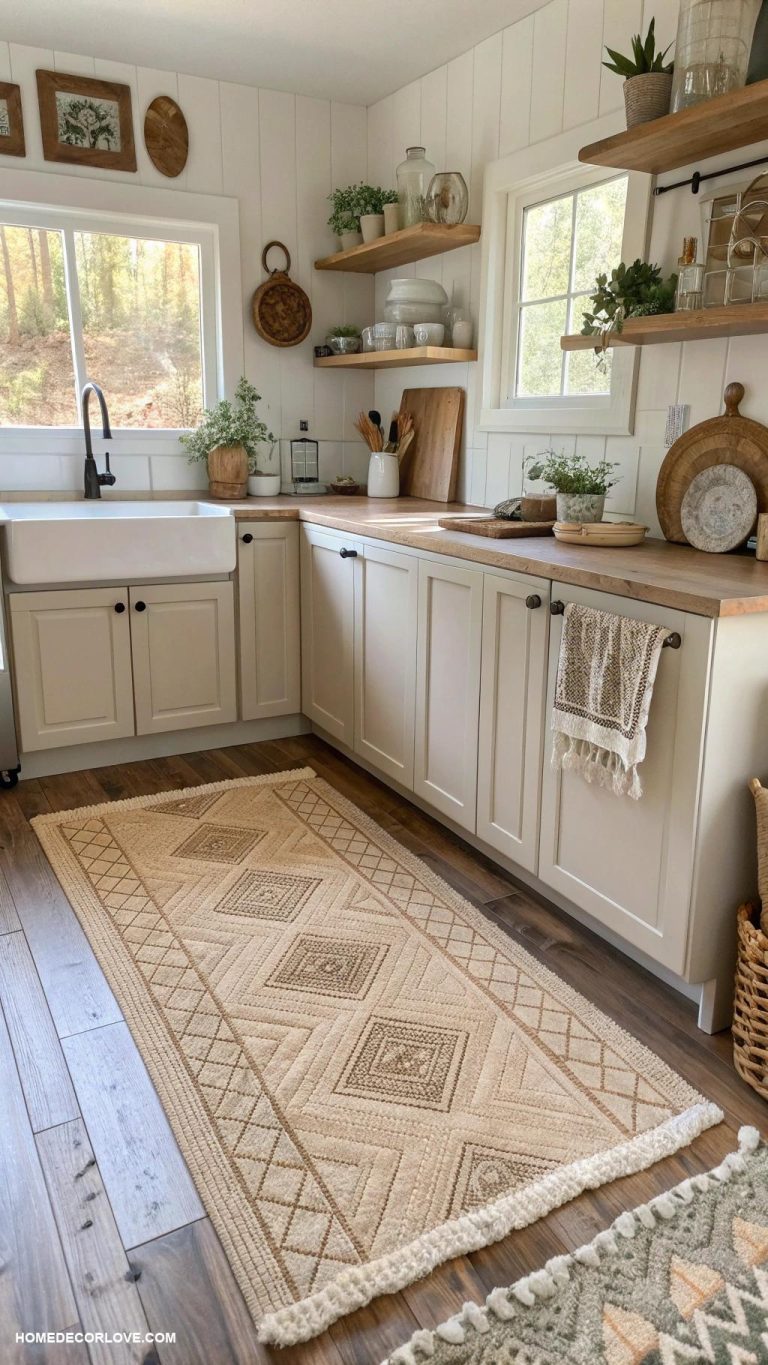 small kitchen ideas Layered rugs for texture and warmth