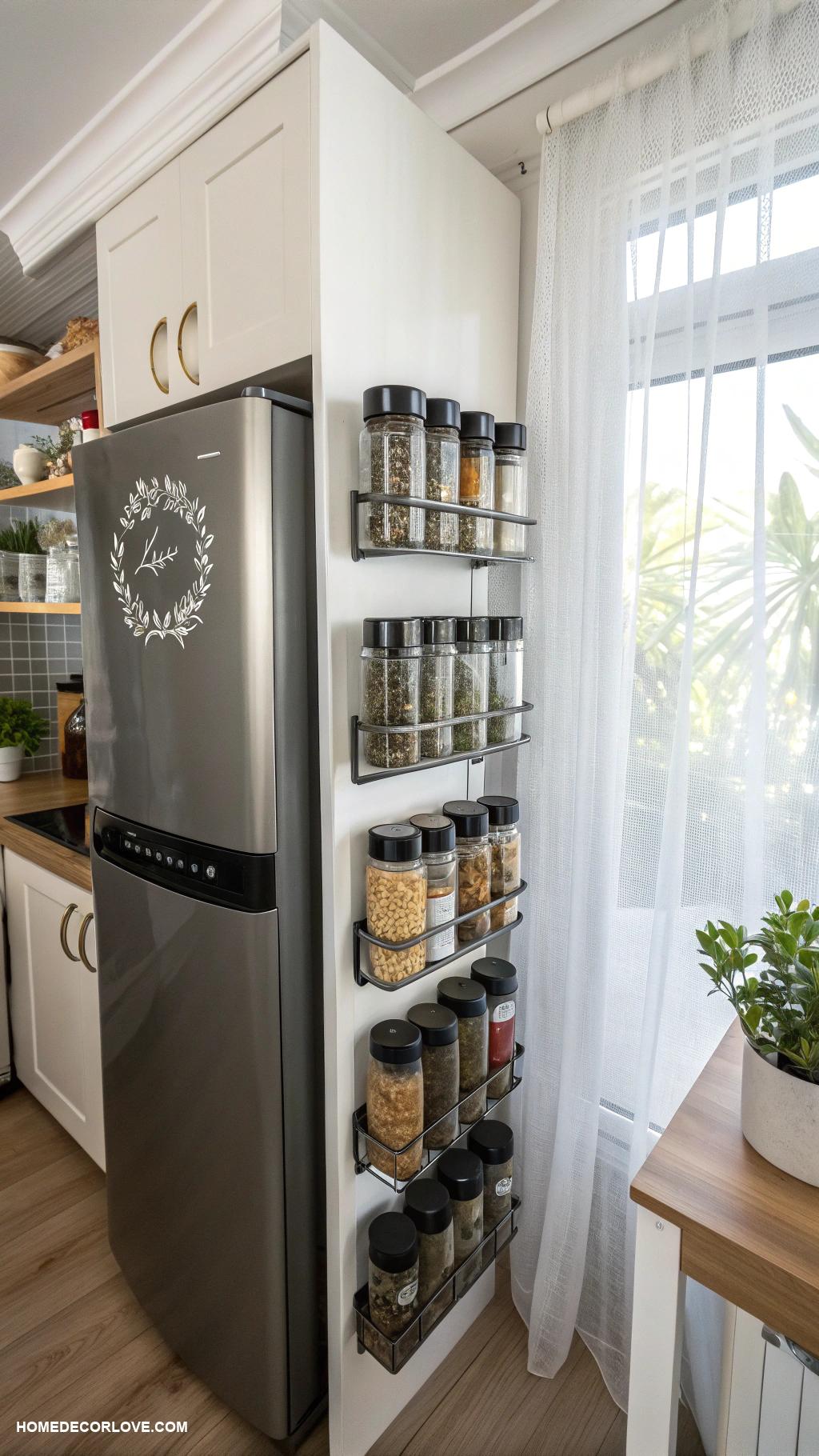 small kitchen ideas Magnetic spice jars for convenience