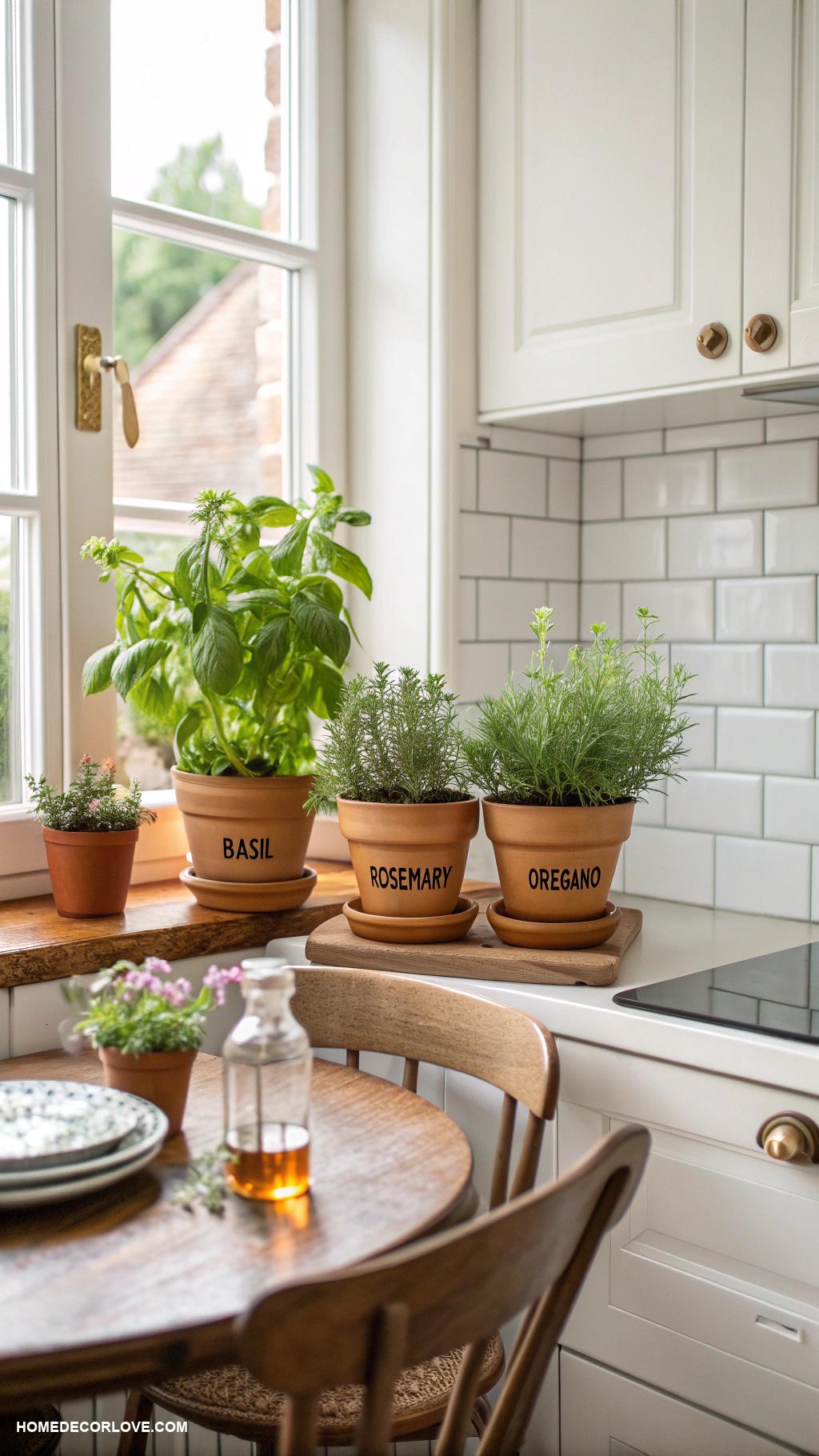 small kitchen ideas Potted herbs for fresh greenery