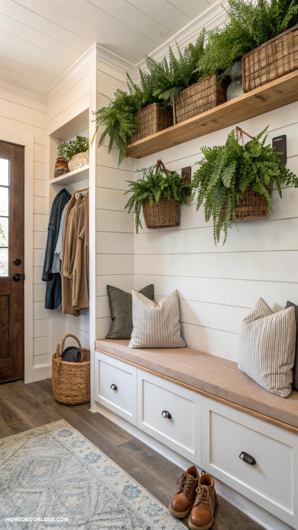 small mudroom ideas Planters for adding greenery and life