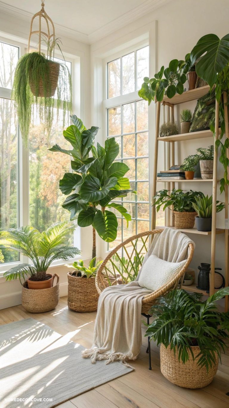warm tropical home decor ideas Indoor plants for a natural green touch
