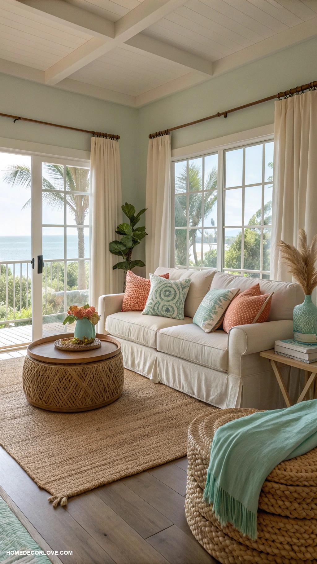 warm tropical home decor ideas Ocean inspired color palette for peaceful atmosphere