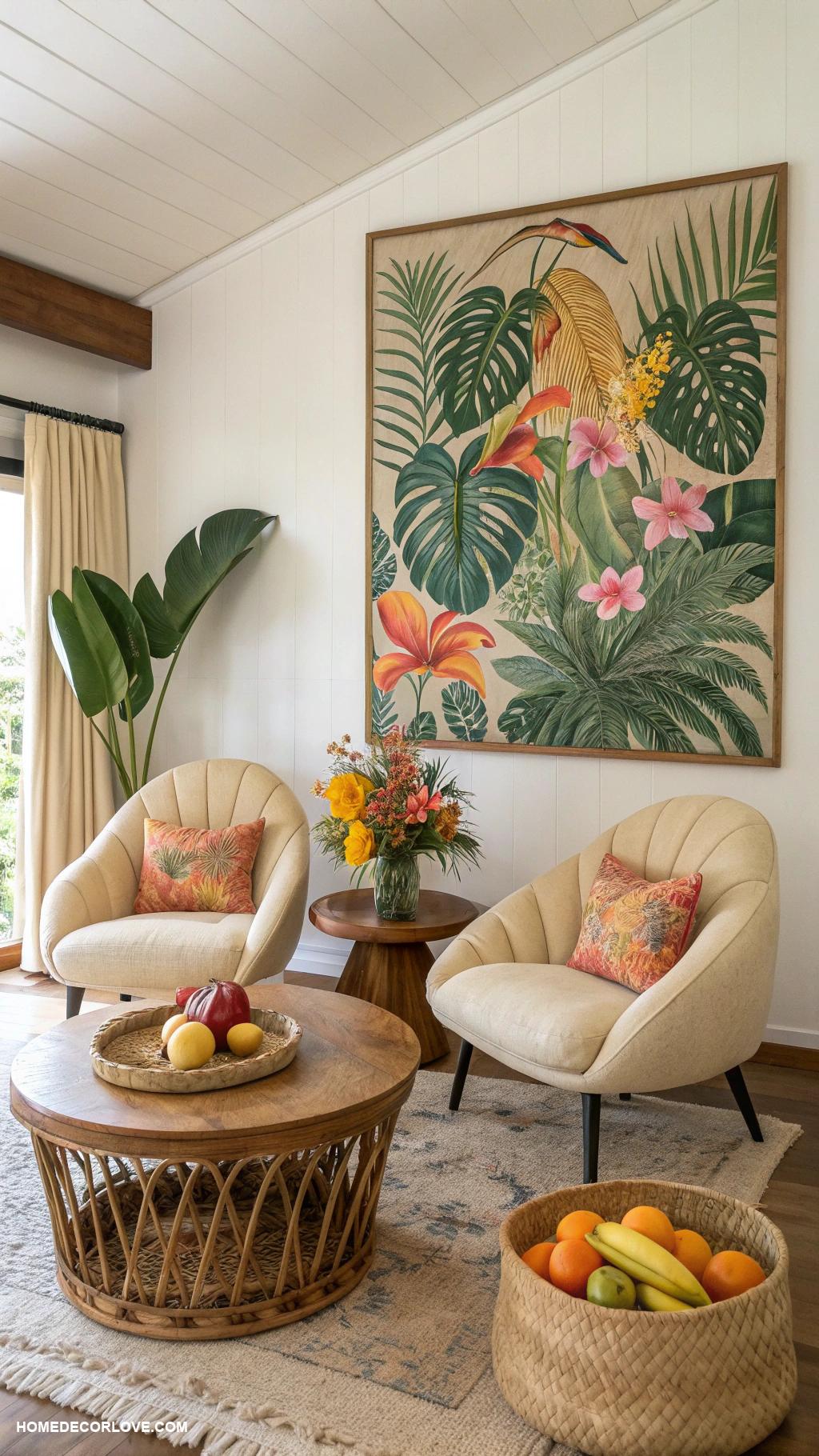 warm tropical home decor ideas Tropical print wall art for vibrant accents