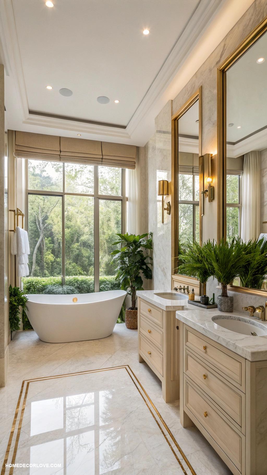 aesthetic bathroom Large mirrors to enhance space