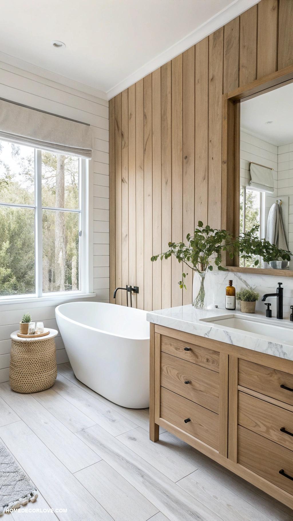 aesthetic bathroom Minimalist white and wood design