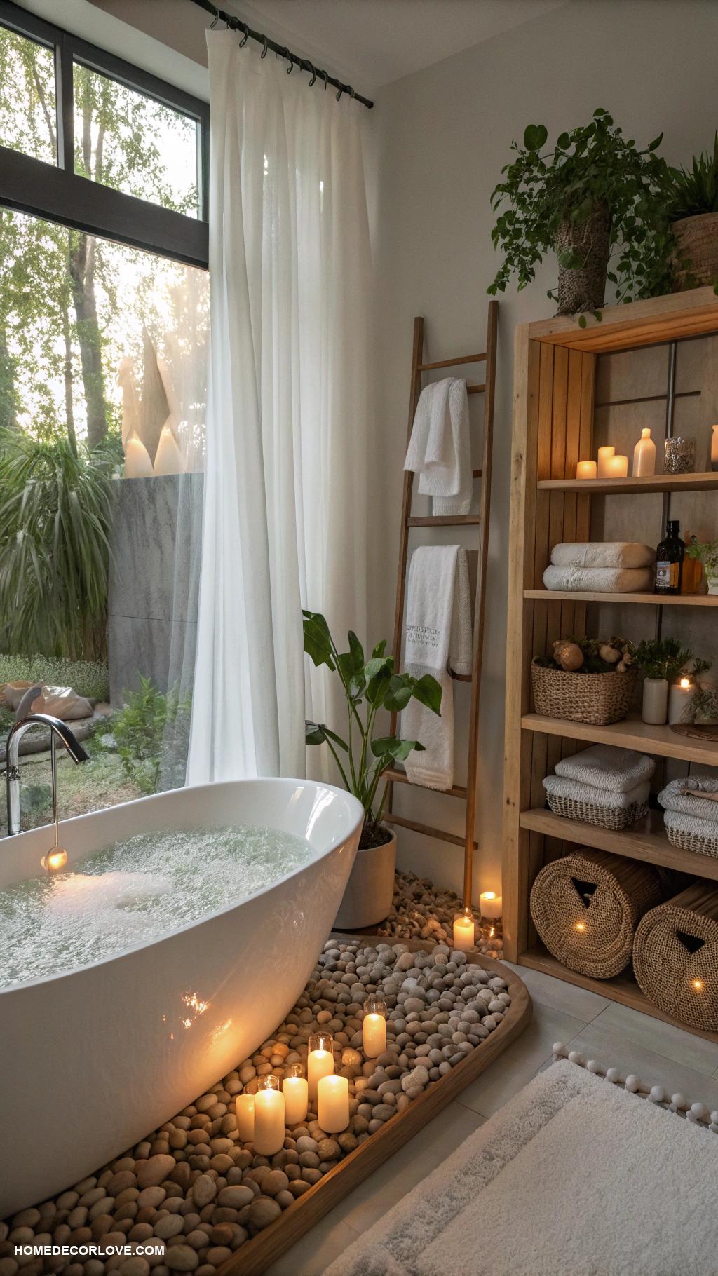 aesthetic bathroom Spa like ambiance with candles