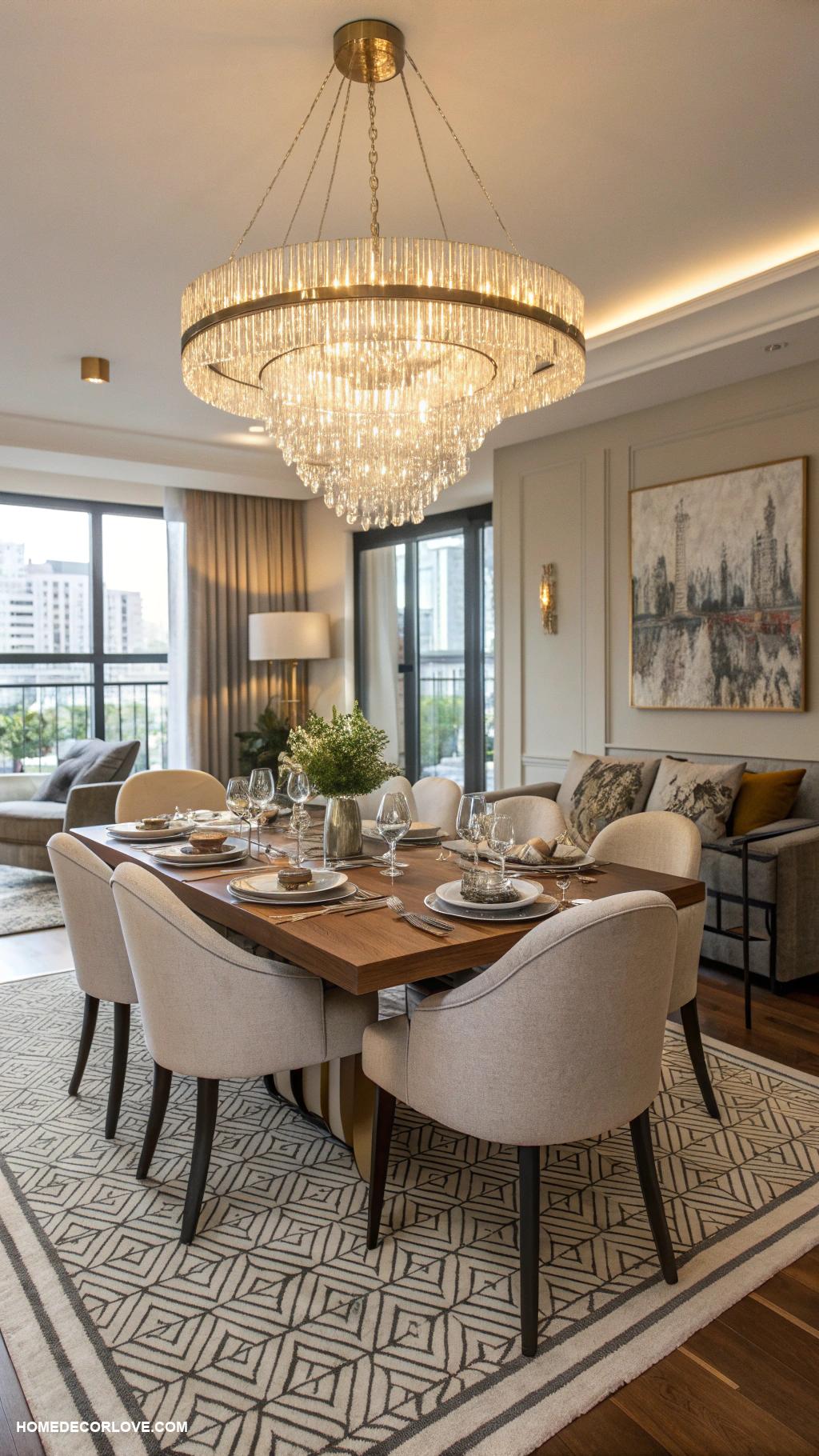 apartment dining room Add a statement light fixture