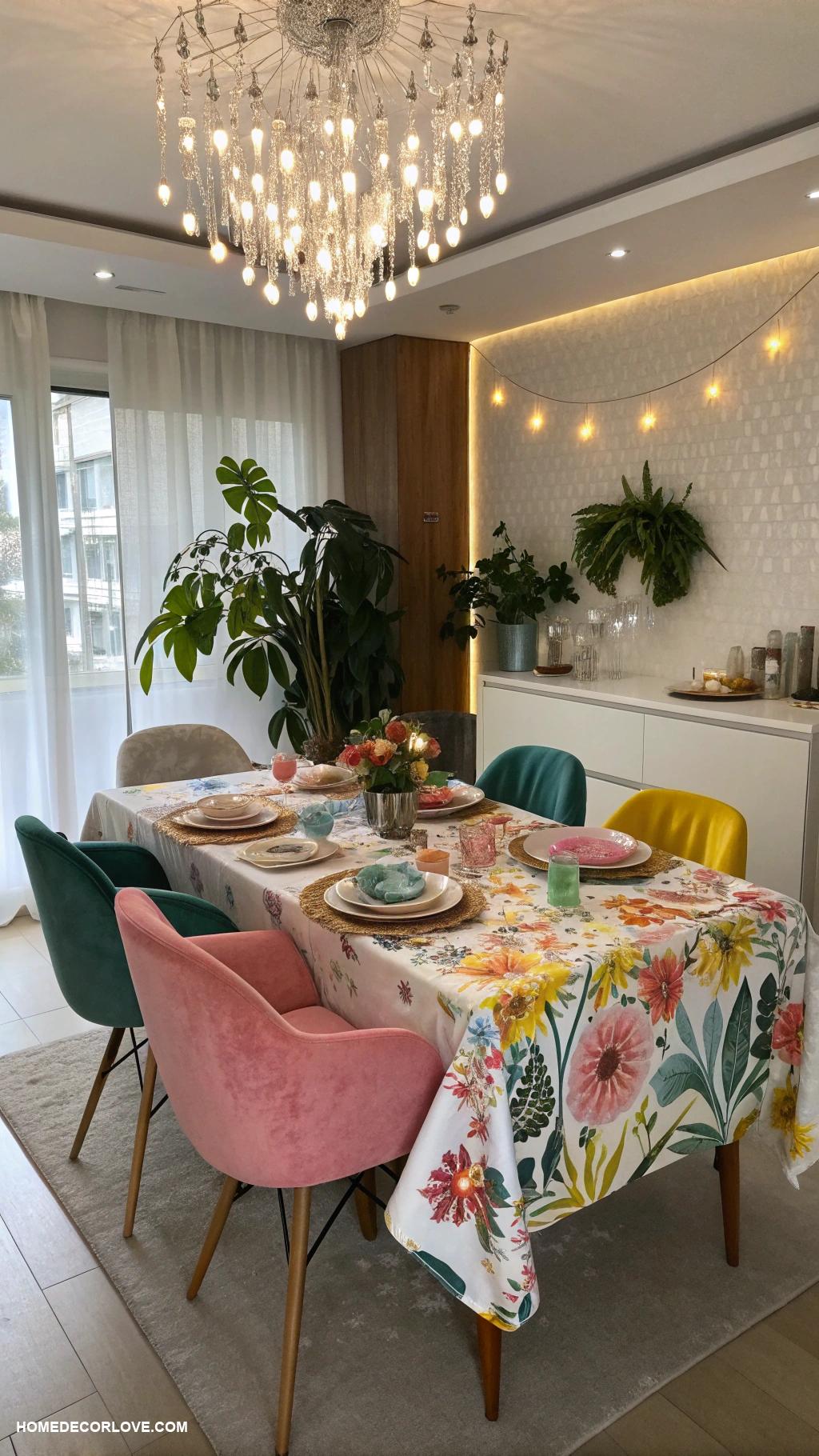 apartment dining room Choose a colorful tablecloth for vibrancy