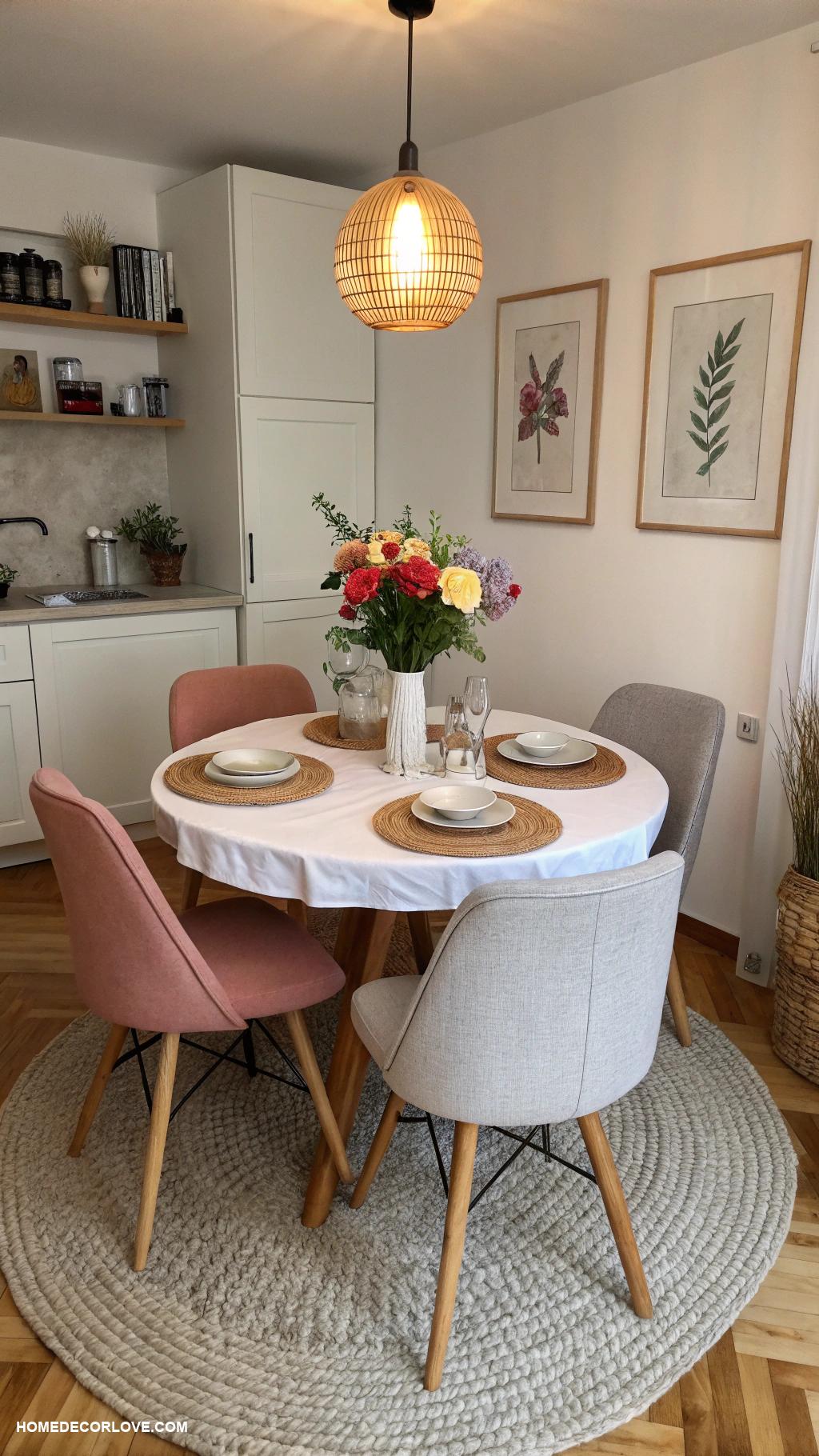 apartment dining room Use a round table for small spaces