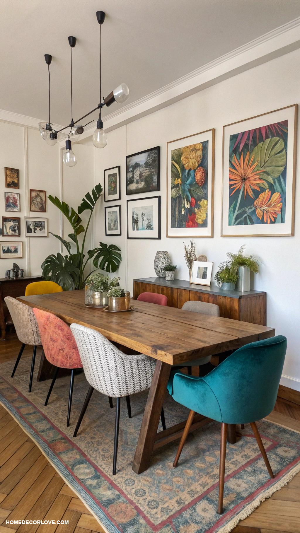 apartment dining room Use wall art to define the space